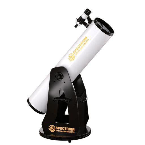 Dobsonian telescope with white optical tube and black mount for astronomy viewing