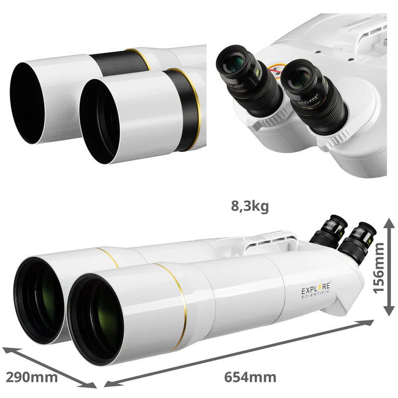 Explore Scientific BT-120 SF Large Binoculars with 62 Degree LER Eyepieces (01-14230)