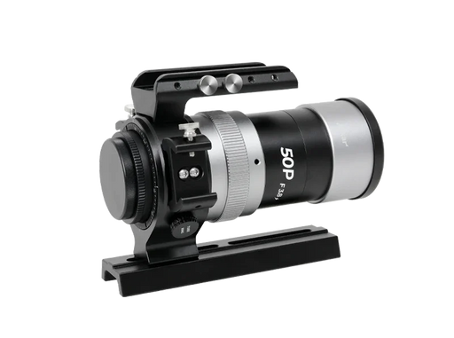 50mm f3.8 guide scope for astrophotography, mounted on black dovetail bar