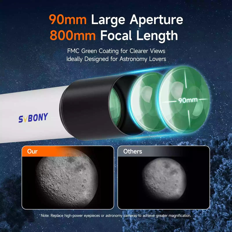 SVBONY 90mm Telescope Kit with Smartphone-Assisted Star Finding (W9302A) Svbony