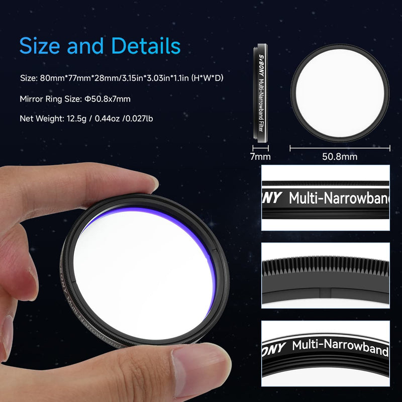 SVBONY SV240 Multi-Narrowband Filter Galaxy & Nebula Near-infrared Light Pollution Svbony