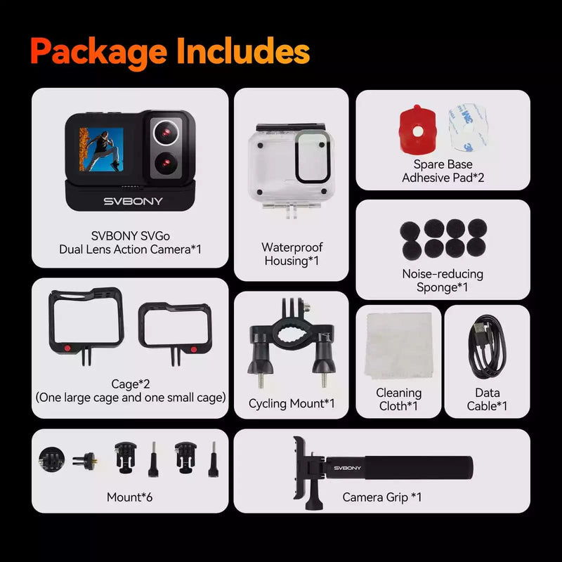 SVBONY SVGO Dual Lens Action Camera (W9319A-W9319B) Svbony