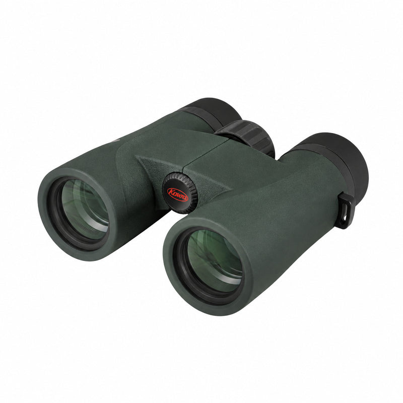 Green binoculars on a white background