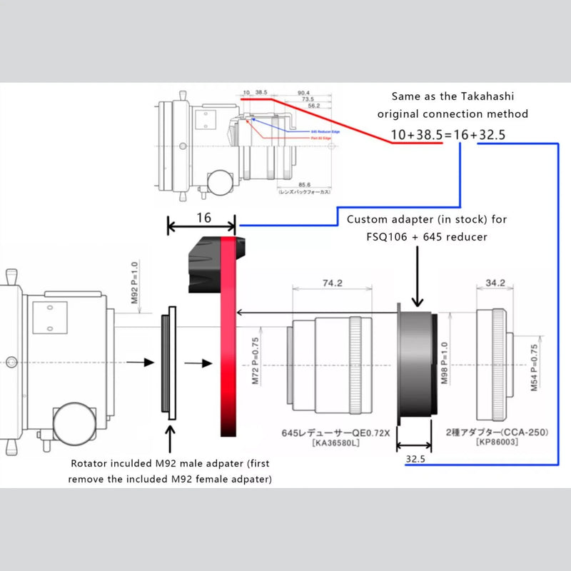 Wanderer Astro Takahashi FSQ106 645 0.72X Reducer Adapter  for WandererRotator Pro and Pro V2