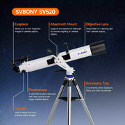 SVBONY 90mm Telescope Kit with Smartphone-Assisted Star Finding (W9302A) Svbony