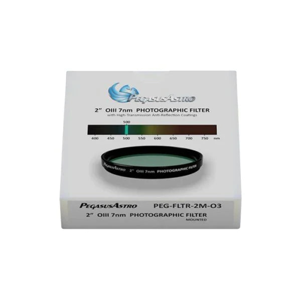 Pegasus Astro Photographic Filter - OIII 2'' Mounted Filter (PEG-FLTR-2M-O3) - Astronomy Plus