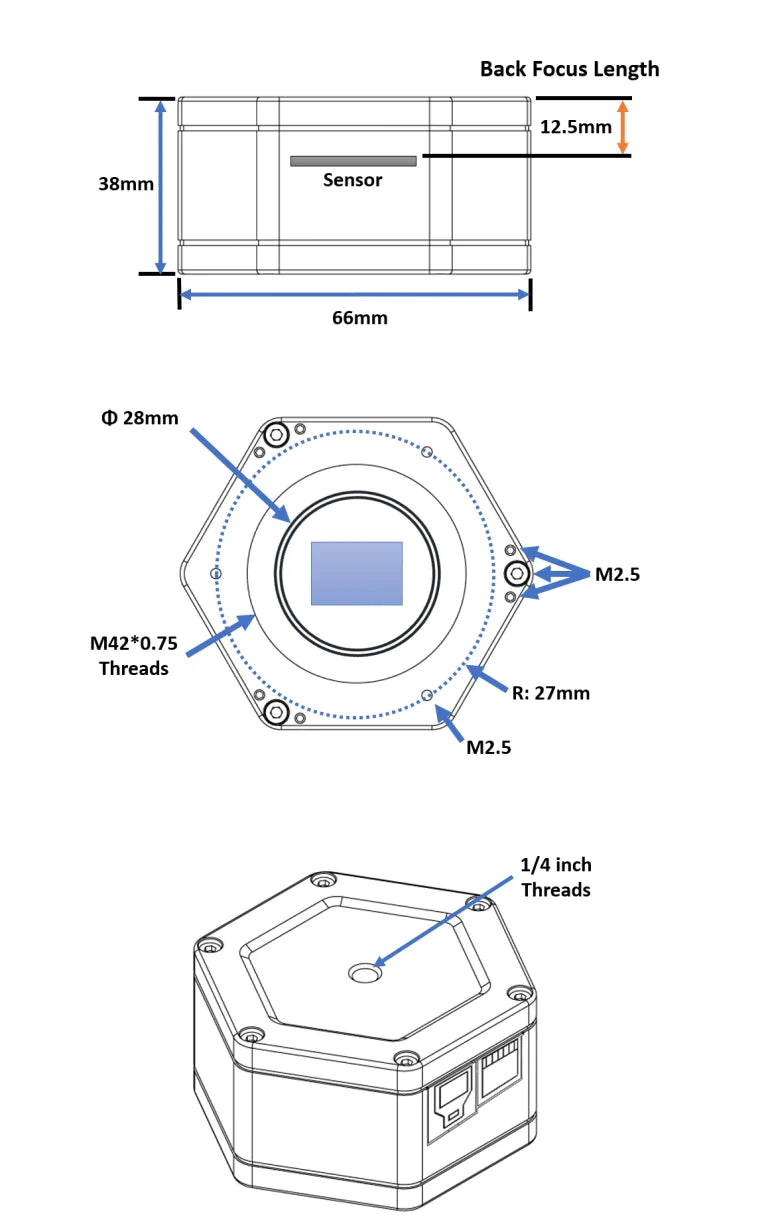 Player One Apollo-M MAX USB3.0 Mono Camera IMX432 (Apollo-M MAX) - Astronomy Plus
